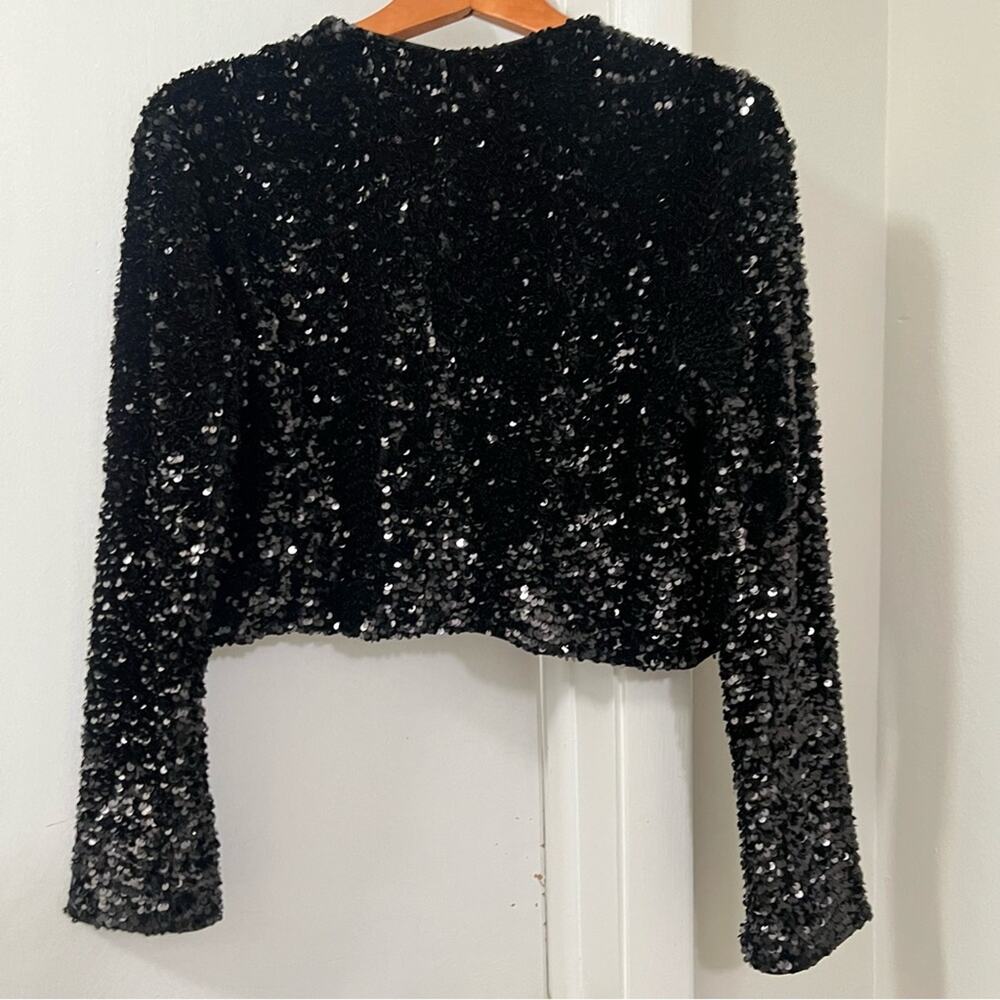 H&M Black TIE-FRONT SEQUINED JACKET - Picture 5 of 12